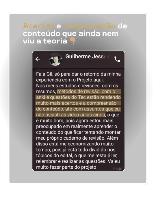 Depoimento sobre acerto e compreensão
