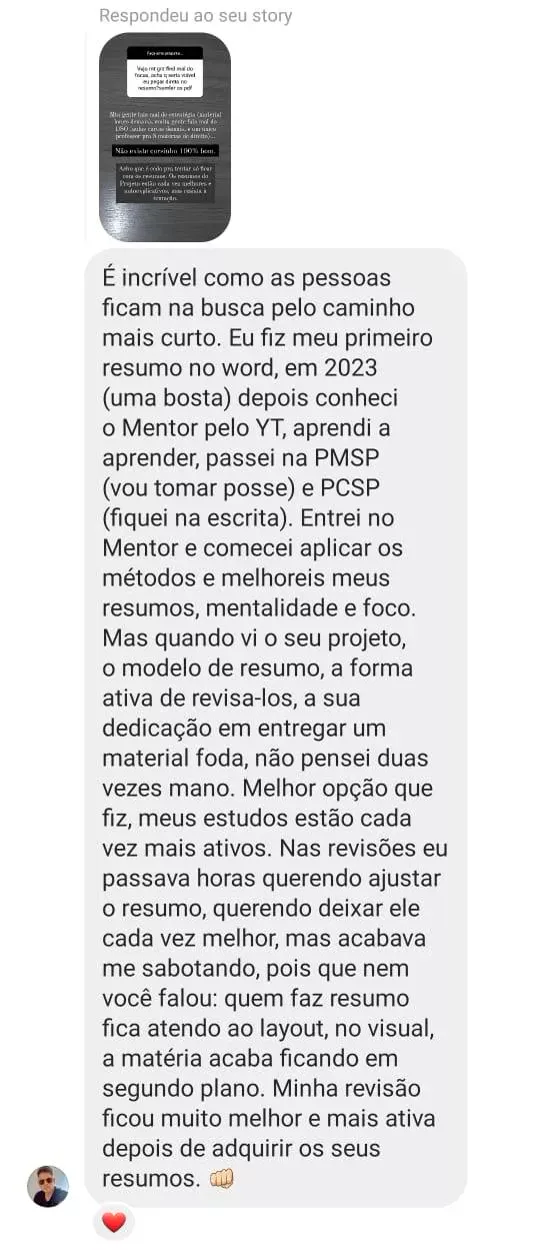 Depoimento longo de aluno
