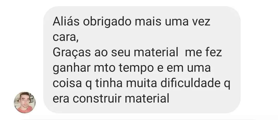 Mensagem de aluno no Instagram